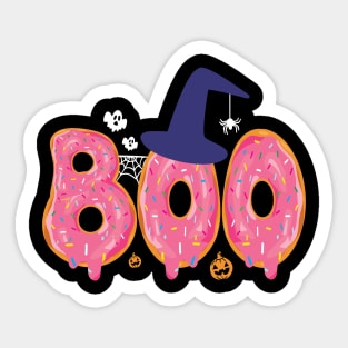 Funny Boo Donut Halloween Shirt With Spiders And Witch Hat Sticker
